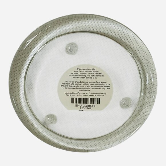 Pier One Large Clear Bubble Round Glass Candle Base Holder Set of 2 NWT - Picture 2 of 3